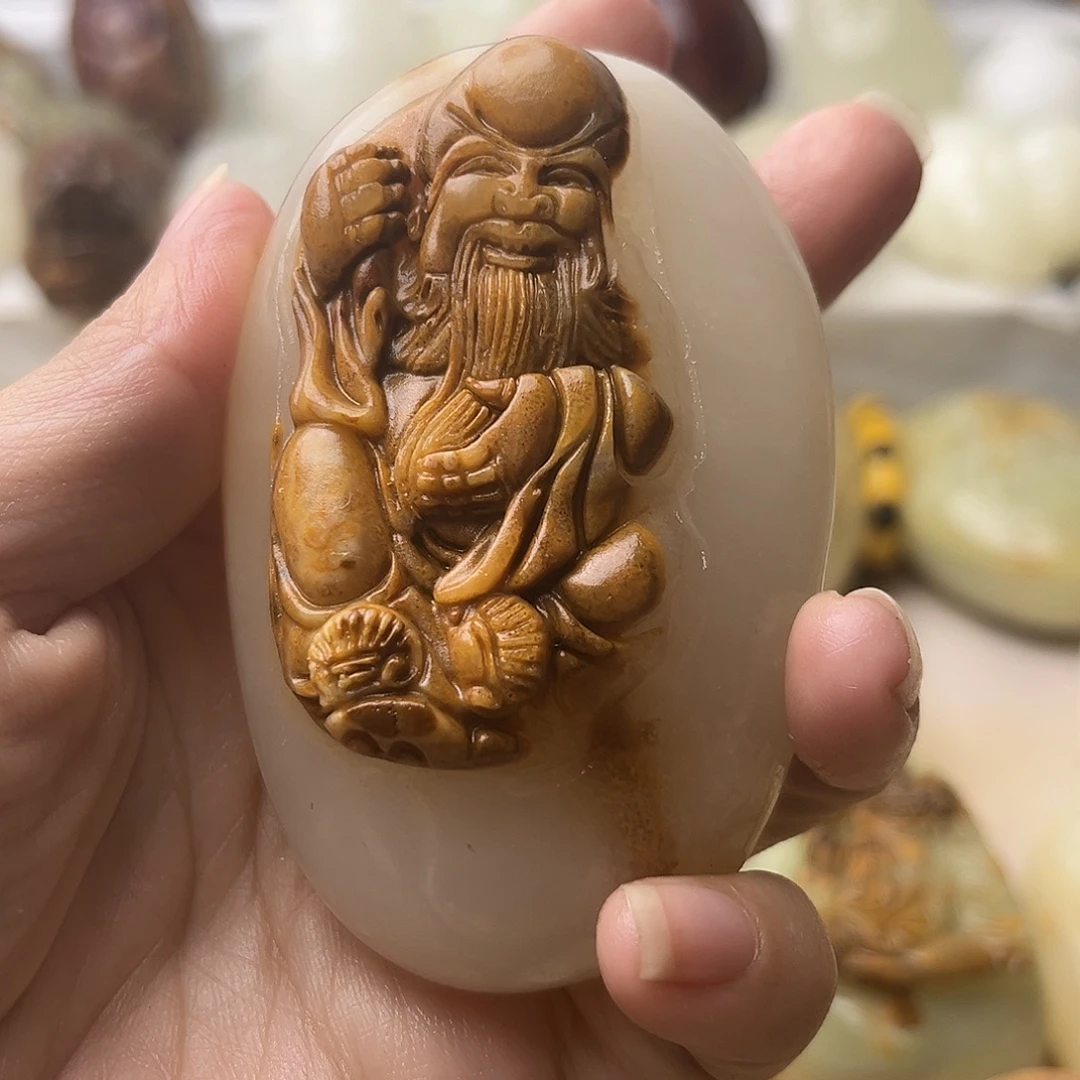 石材方解石手把摆件不退换寿星