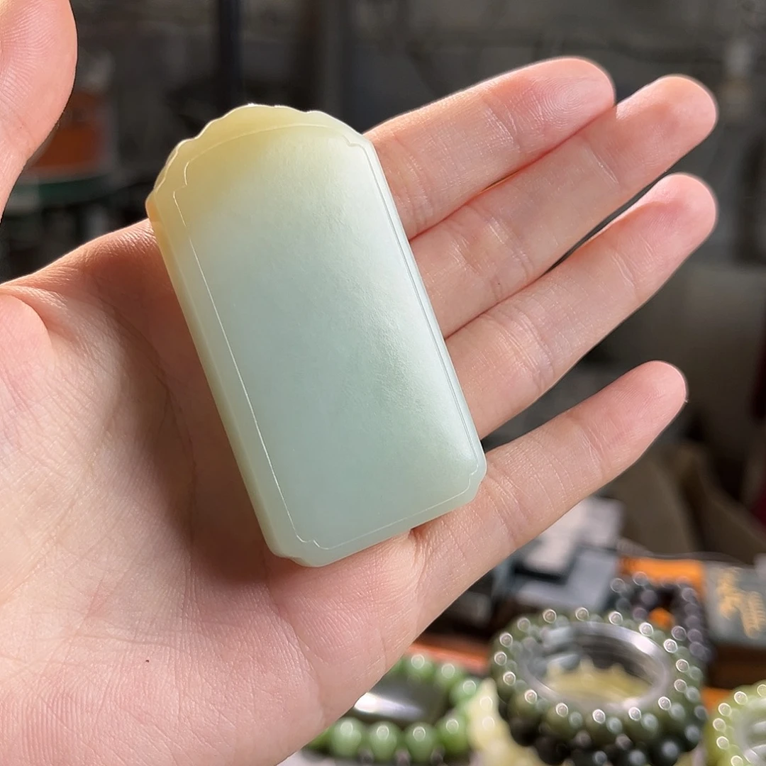 和田玉未镶嵌挂件新疆无事牌