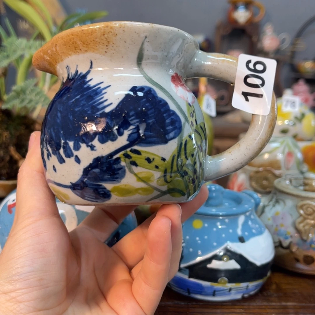 壶素浅陶瓷手工手绘