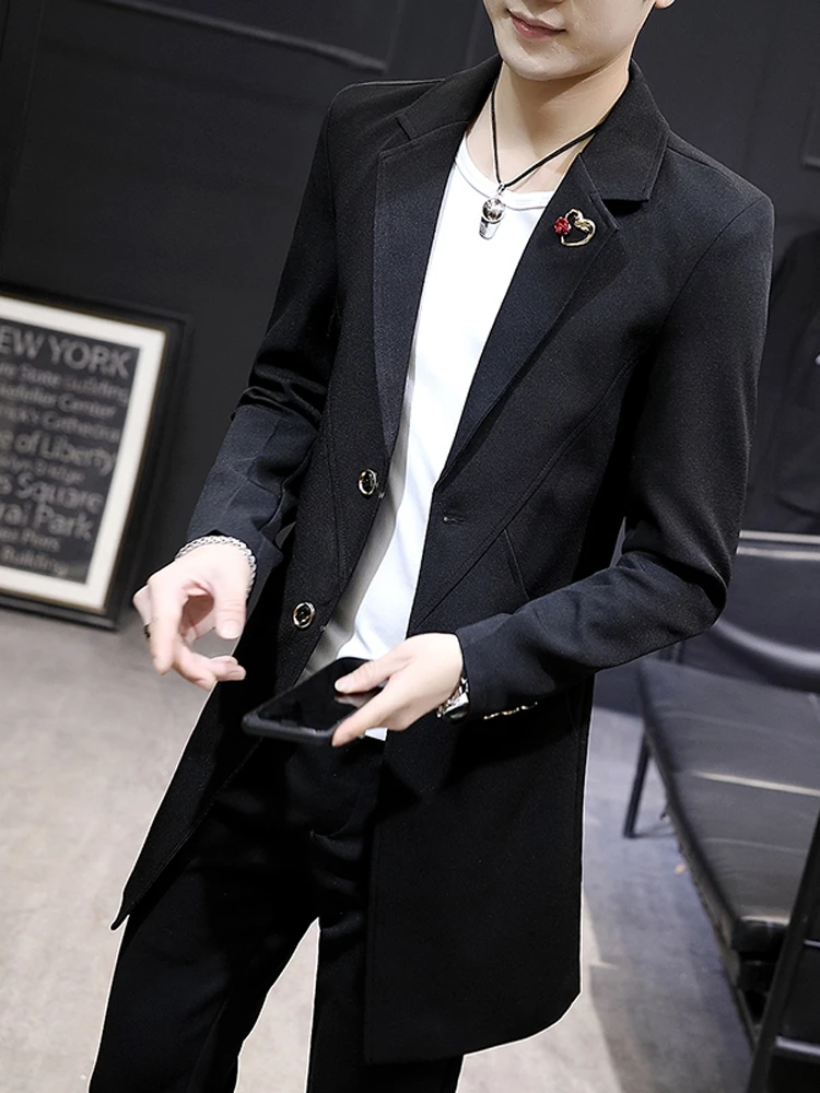 凯邦威春秋季男士风衣韩版修身帅气中长款披风潮流青年小西装外套