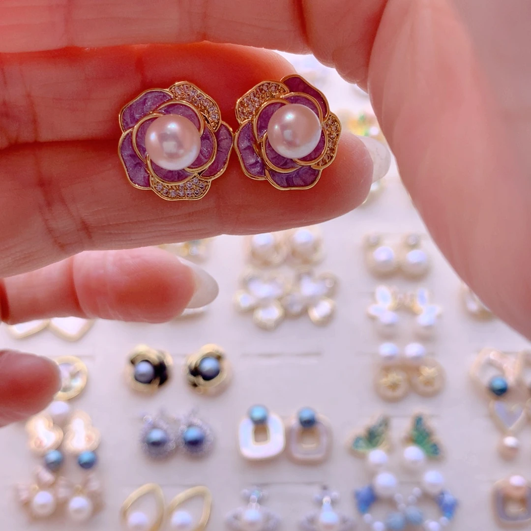 合金耳饰淡水珍珠