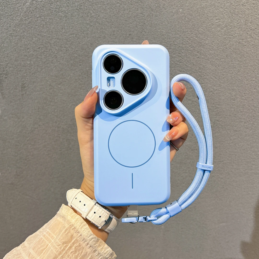 适用华为pura80pro手机壳pura80液态硅胶磁吸pura80ultra防摔手绳