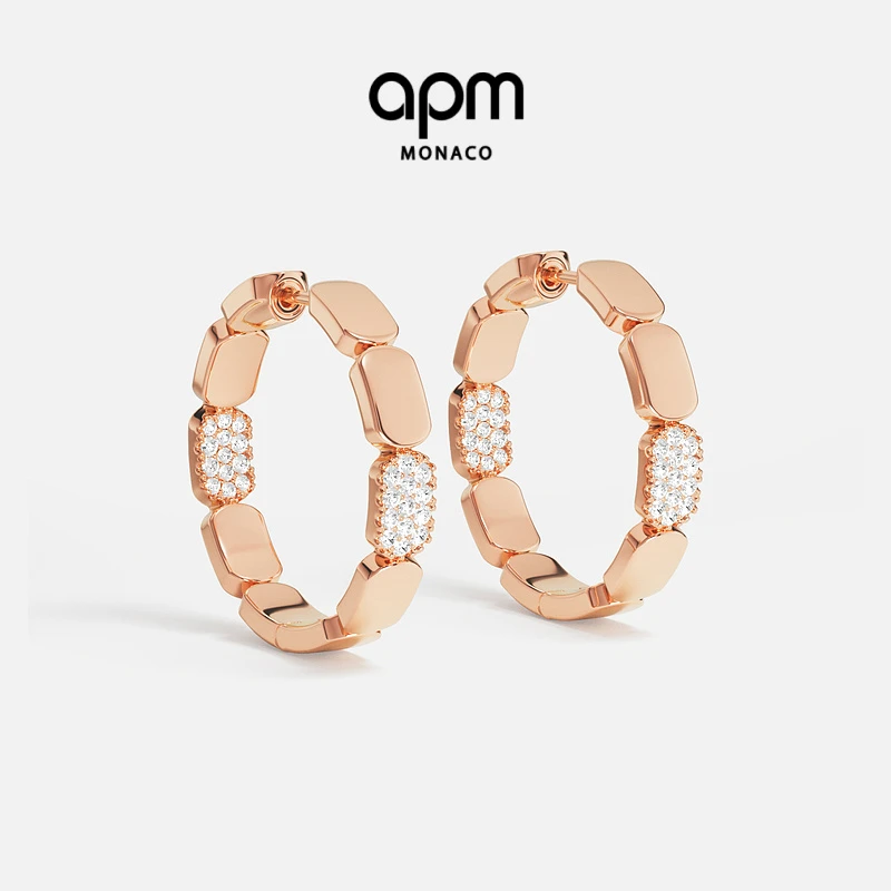 APM Monaco 小号玫瑰金色圈形明星同款小众耳饰高级感时尚气质