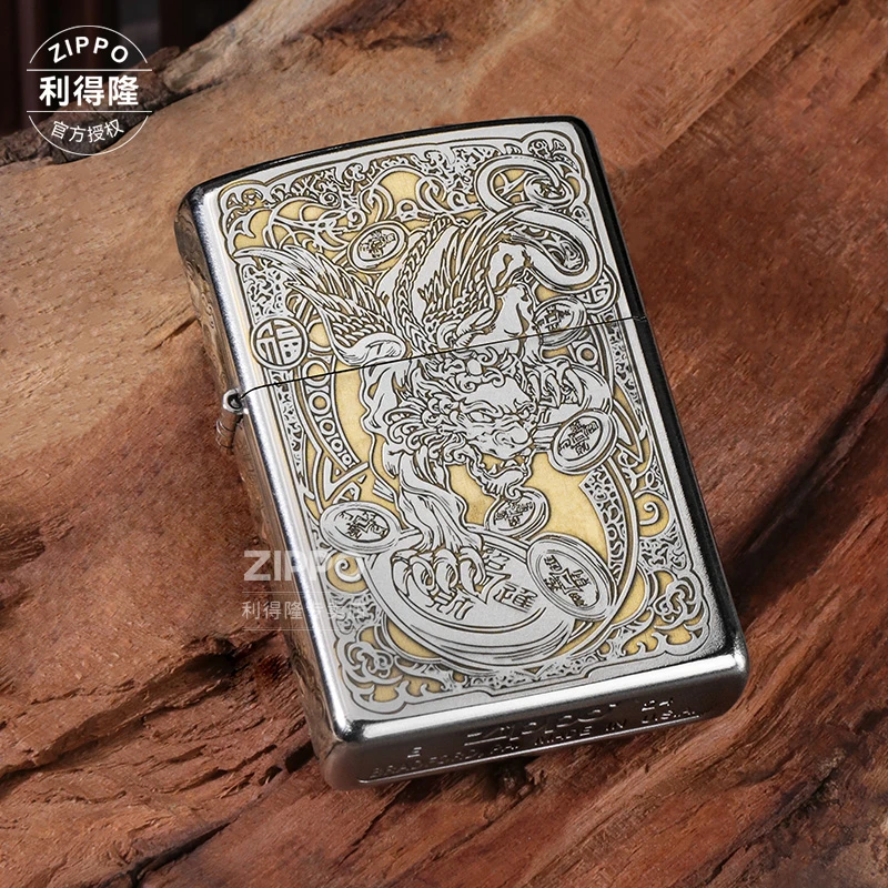 ZIPPO/之宝打火机 金冰双色招财貔貅 正品防风送男士生日纪念礼物