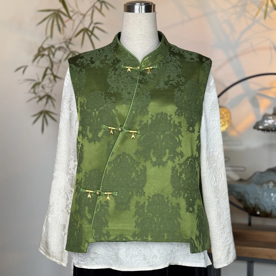 【知禧】宽松型A版立领国风春季背心提花马夹外搭坎肩