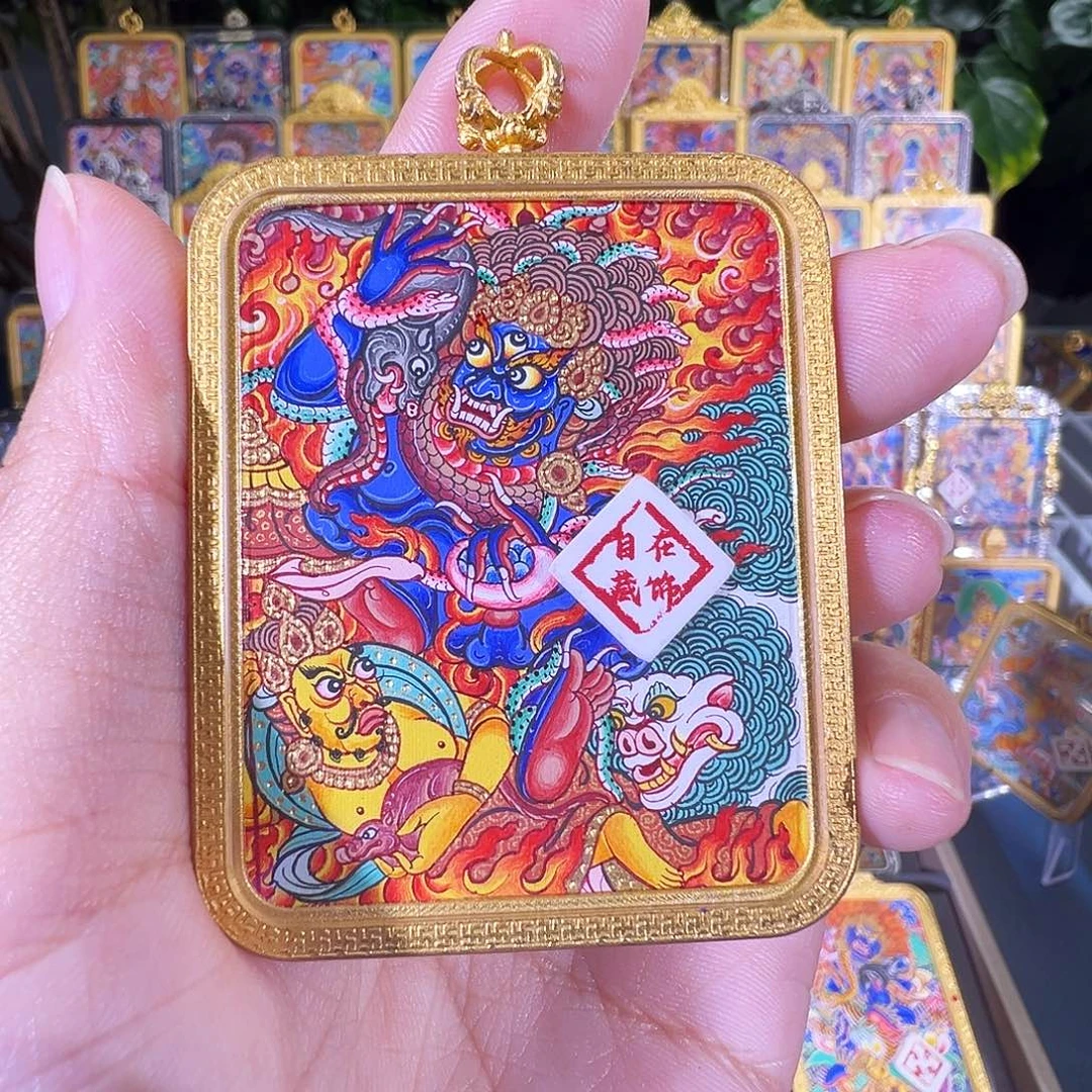 吊坠黑财热贡纯手绘唐卡