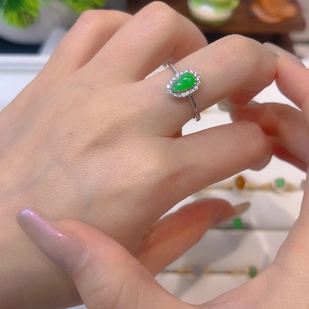 翡翠戒指银S925镶嵌我