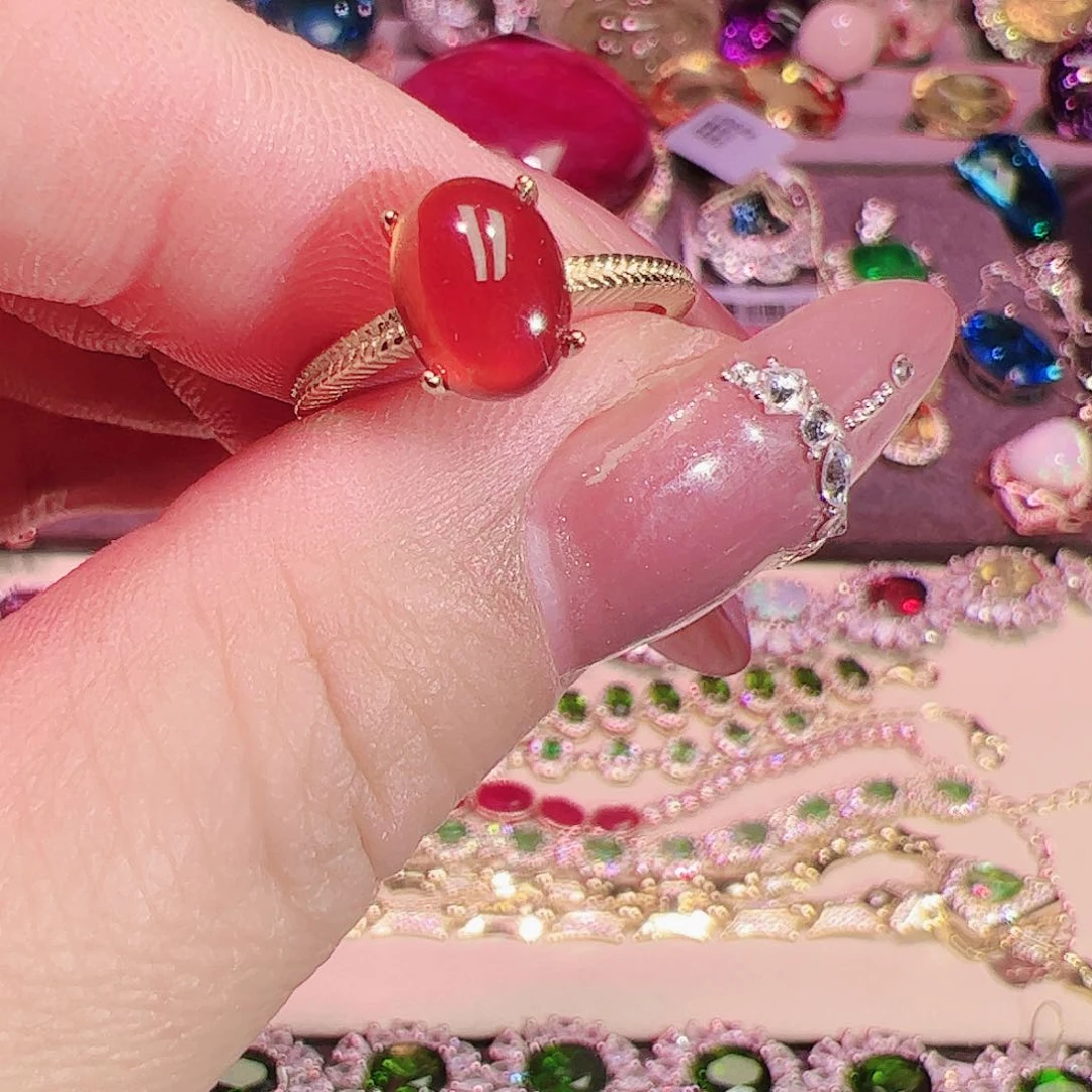 石榴石（芬达石）戒指银S925镶嵌