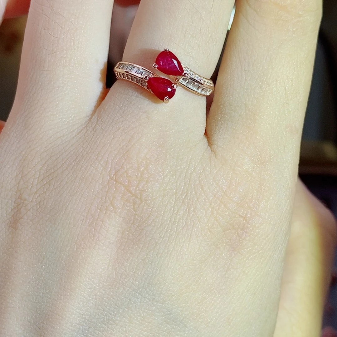 戒指红宝石银S925镶嵌