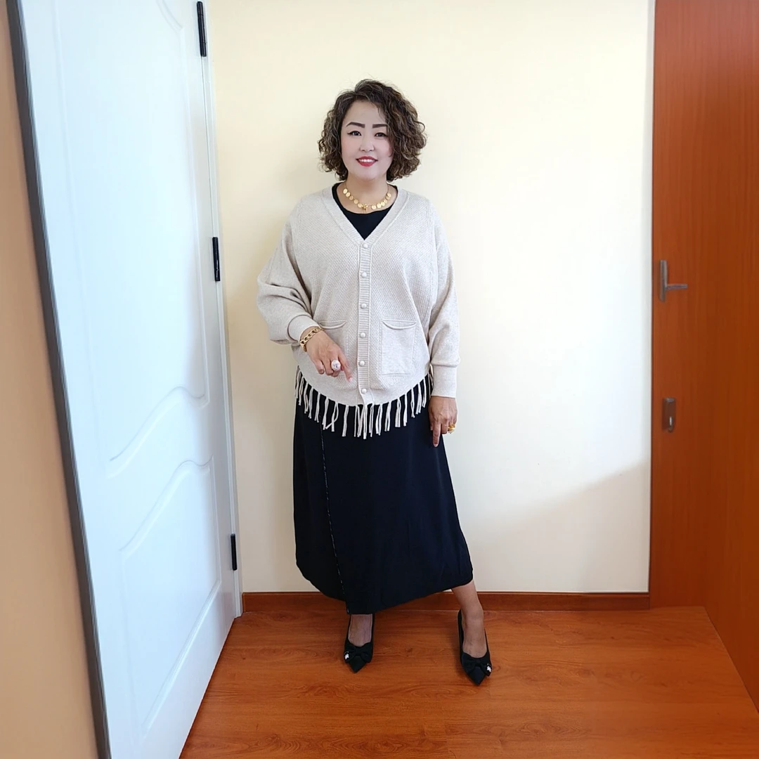 圆领蝙蝠袖针织气质蝙蝠秋季秋冬毛针织衫拼接女装