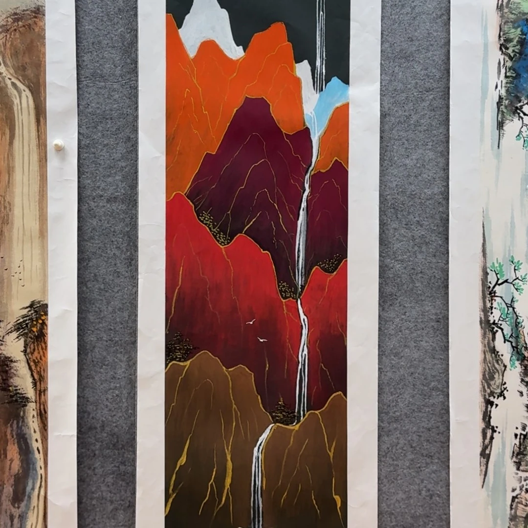 国画刘儒樵四尺对开山水