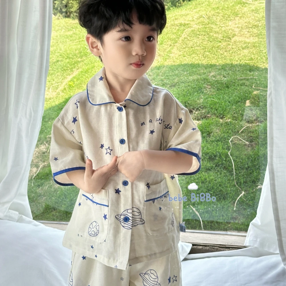 【达人专属】bi8bo2025夏季新款亲子装开衫家居服套装 31288