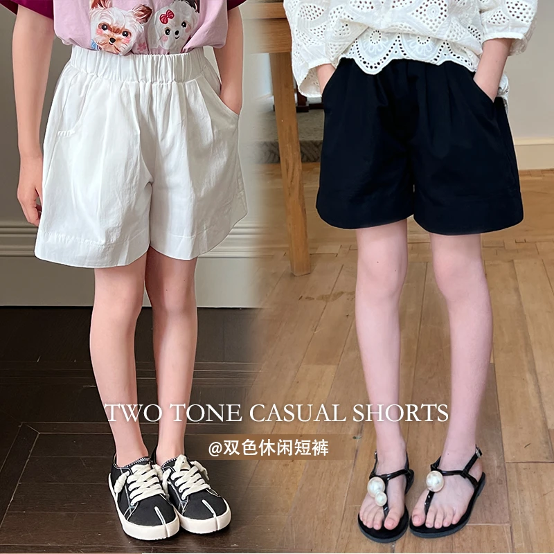 mini旦童装女童西装短裤夏季新款洋气纯色四分裤休闲宽松儿童热裤