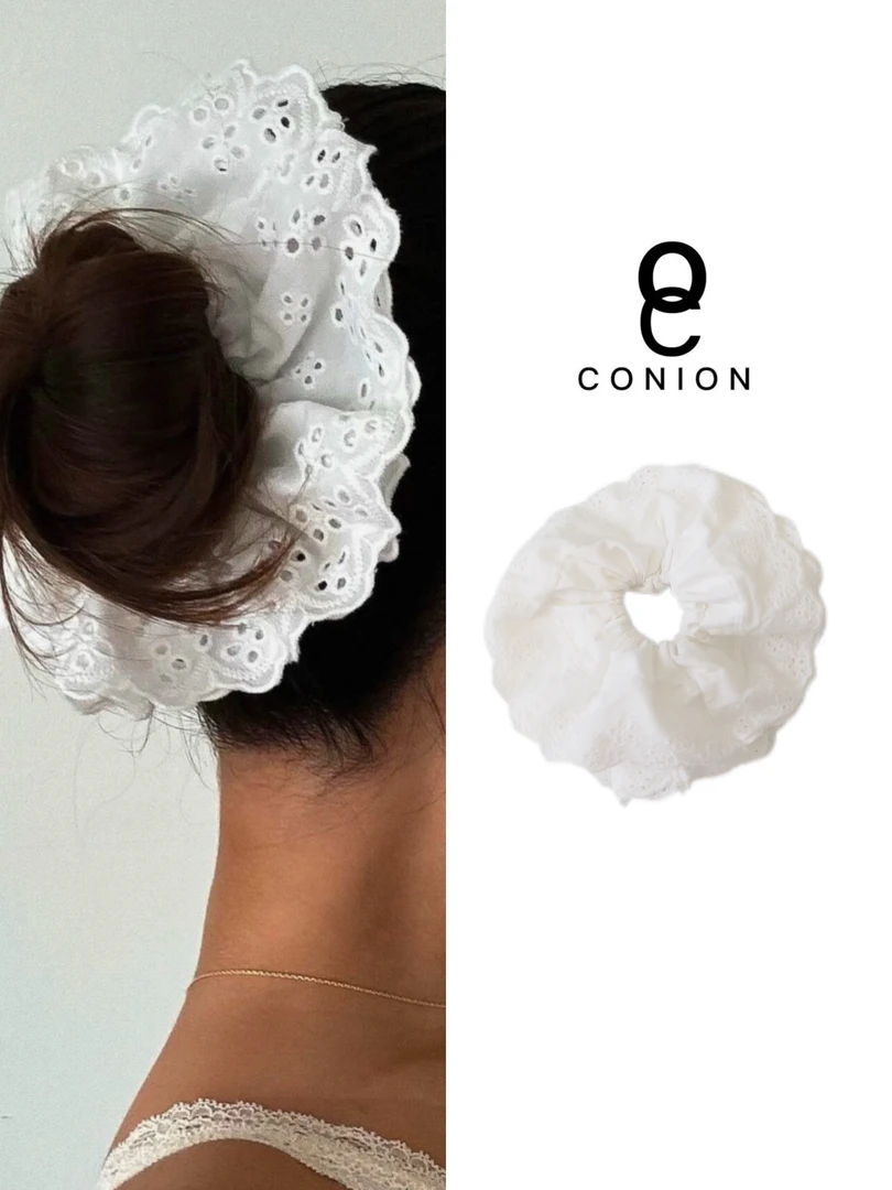 CONION//【南非度假】蕾丝双层大肠发圈大号头绳丸子头发饰发绳