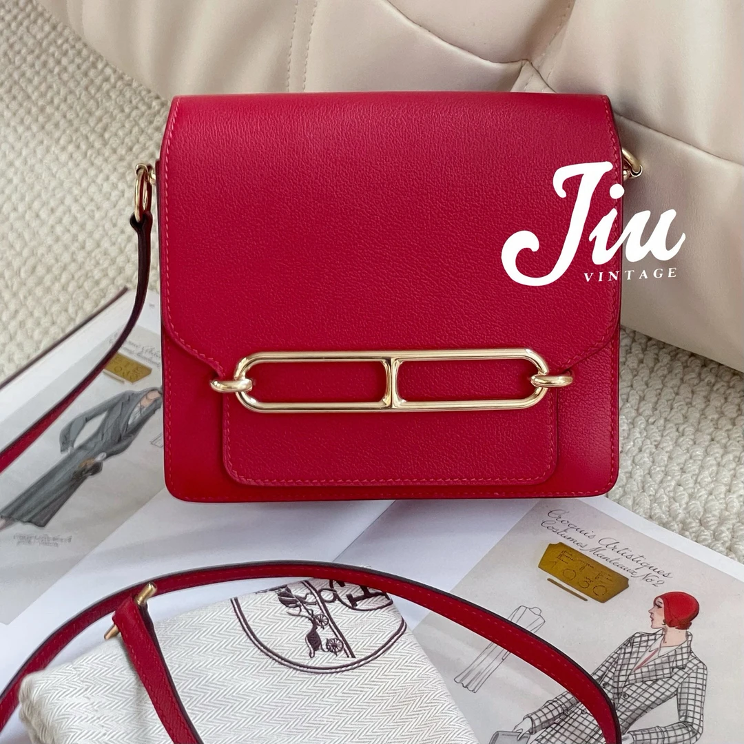 99新 Hermes/爱马仕 国旗红roulis19尘袋中检JM12-1765