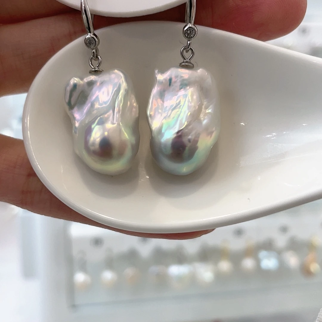 淡水珍珠天然珍珠巴洛克银S925镶嵌?****?