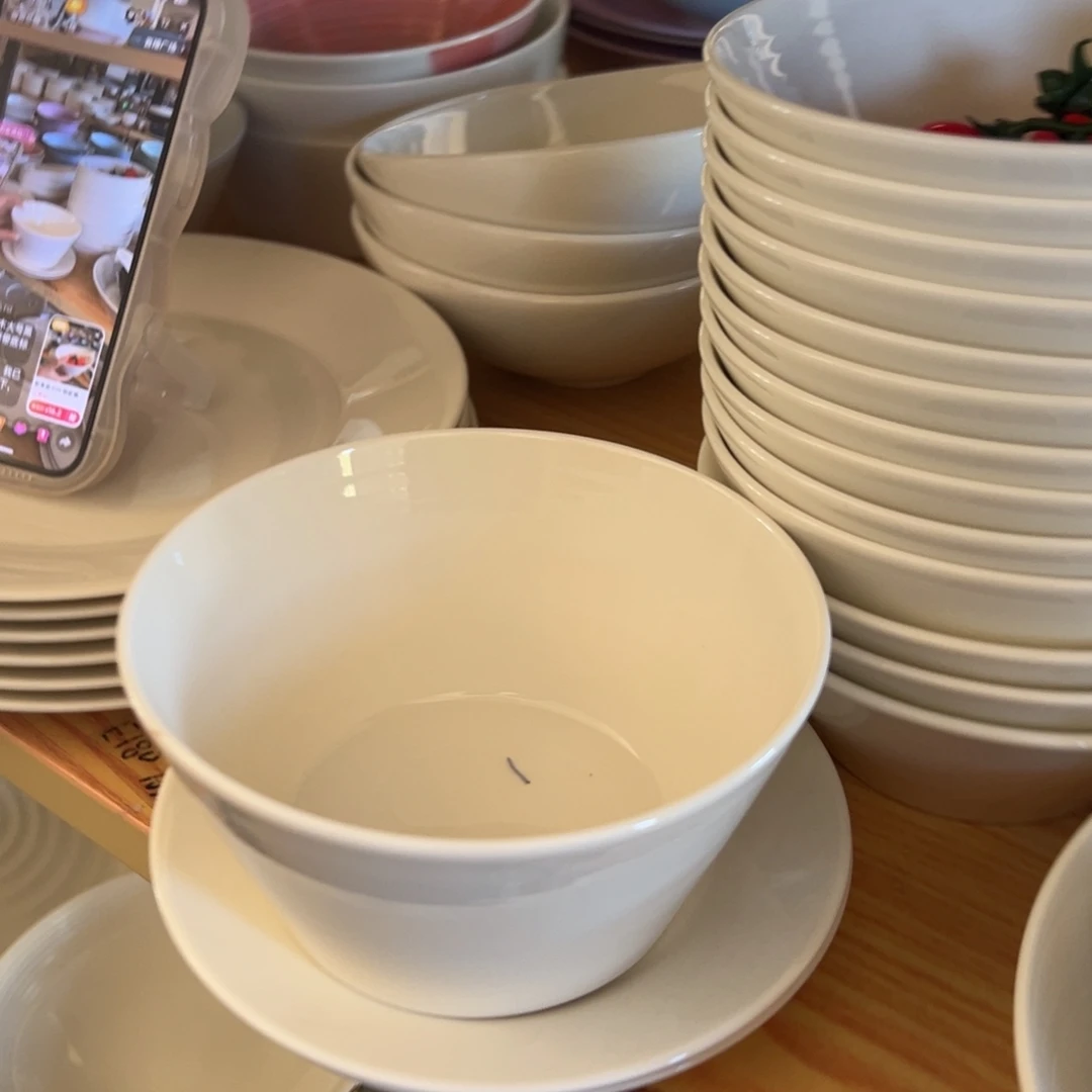 新骨瓷027瑕疵慎拍暖白 5.75寸直口碗