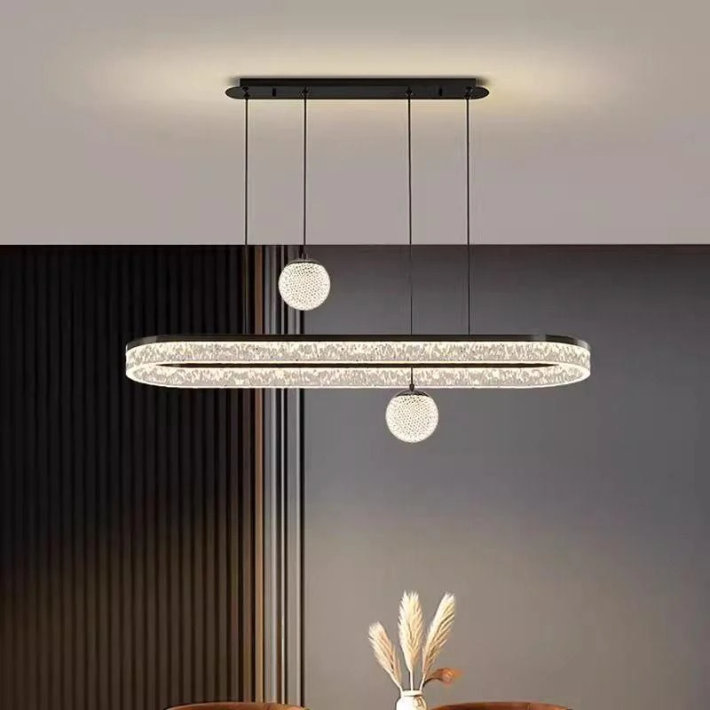 意式现代智能鱼线型吊灯70WLED遥控风格简约餐厅吊灯