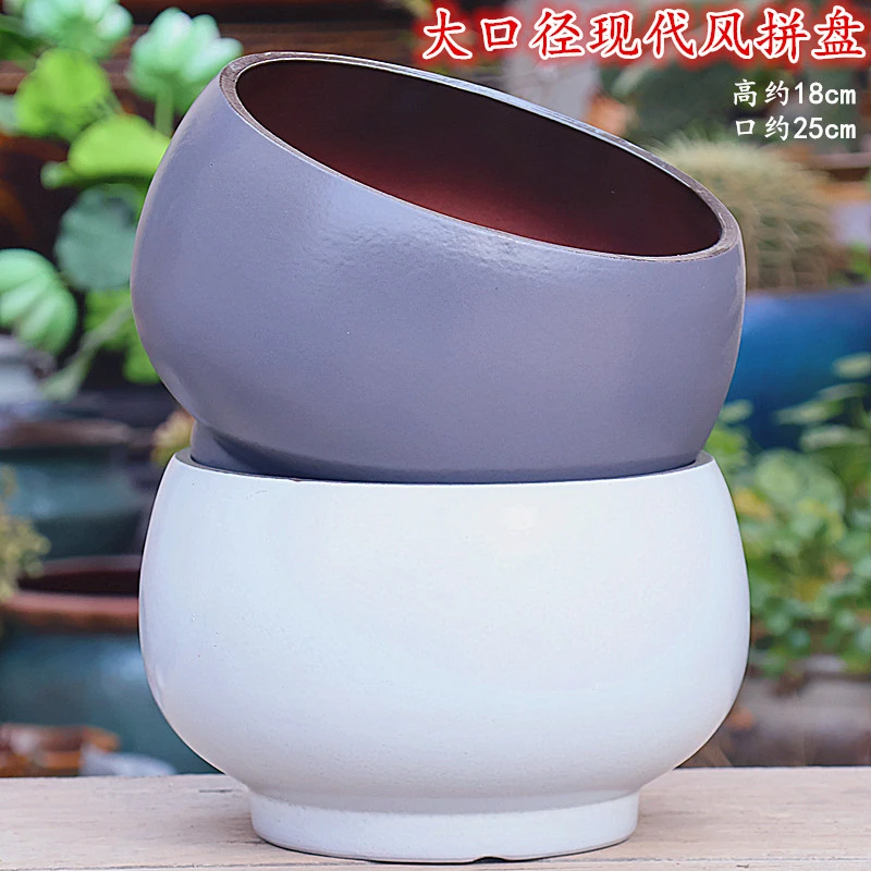 手工陶罐大号复古粗陶多肉花盆大口径老桩植物紫砂拼盘玉坠吊兰盆