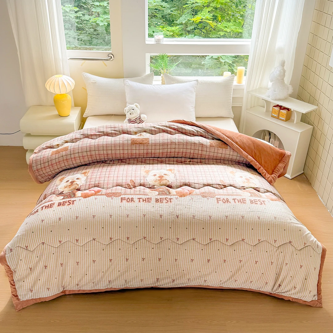 2025新款印花双面绒被格子狗CQ被L