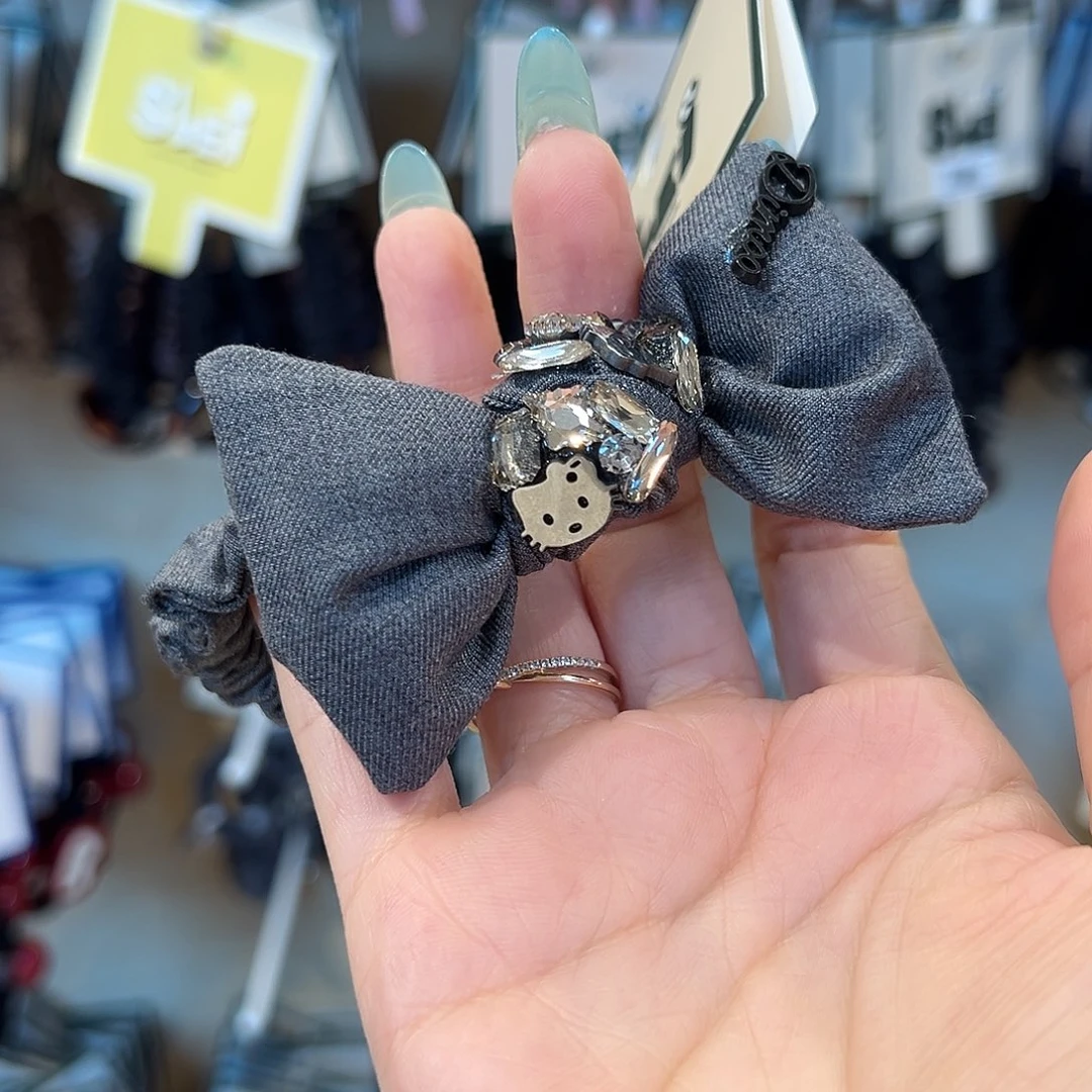 非金属皮质Kt灰色蝴蝶结发圈