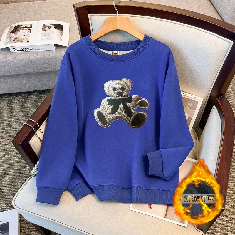 【岩心】大码女装290斤胖MM潮流休闲百搭圆领加绒长袖卫衣692#-10#