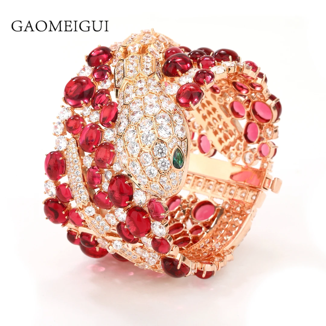 合金合成锆石手镯 GAOMEIGUI品牌 海外款 灵蛇红堡手镯