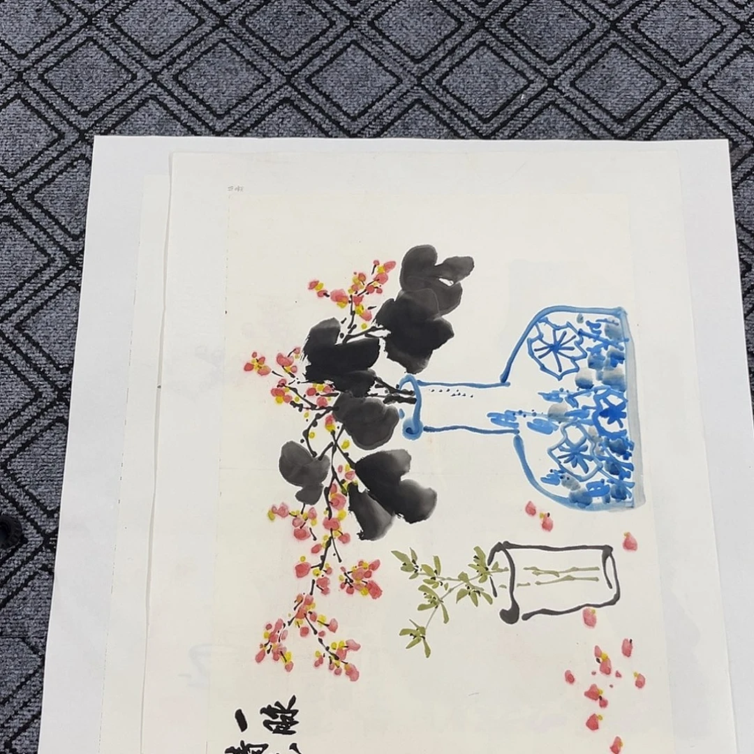 国画兰和老师四尺三开花鸟奇