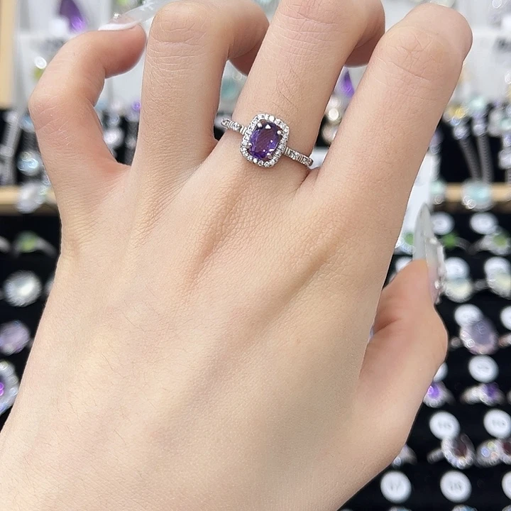 银S925镶嵌紫晶戒指