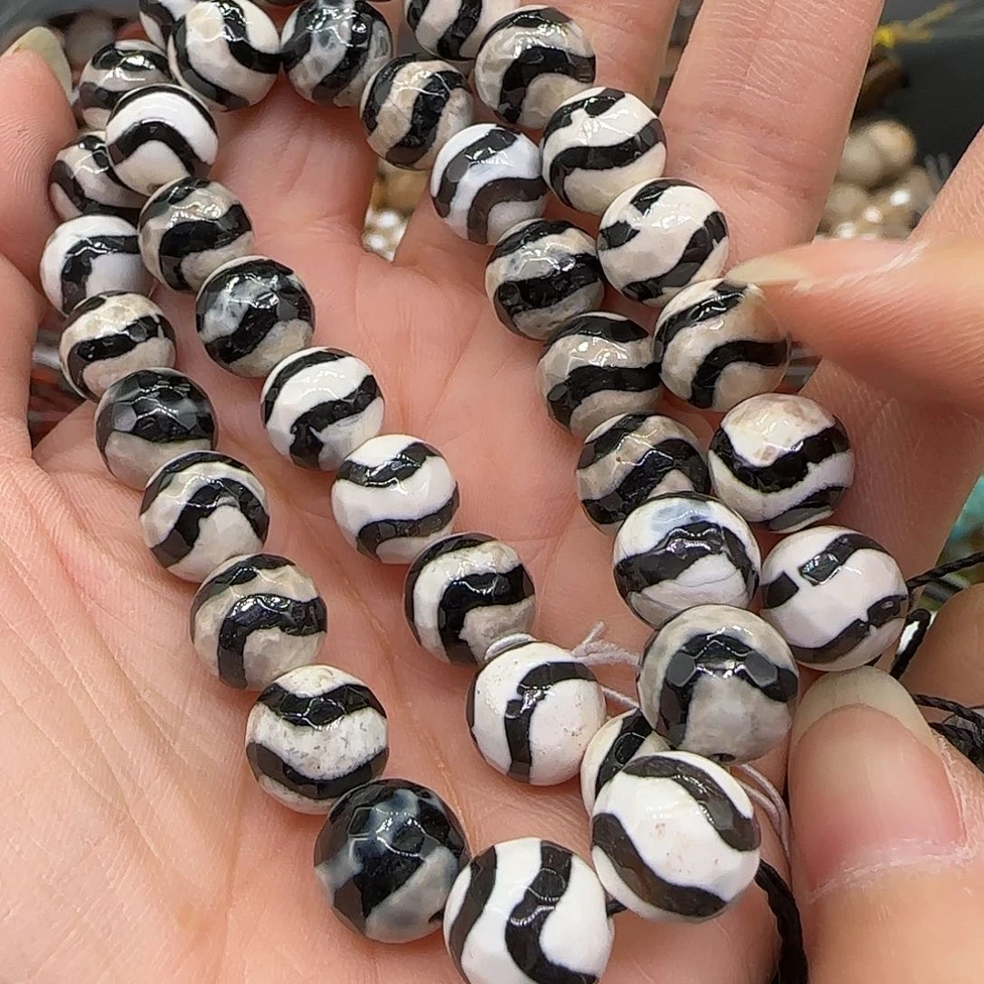 合金玛瑙/玉髓珠宝半成品水波纹玛瑙10mm一条