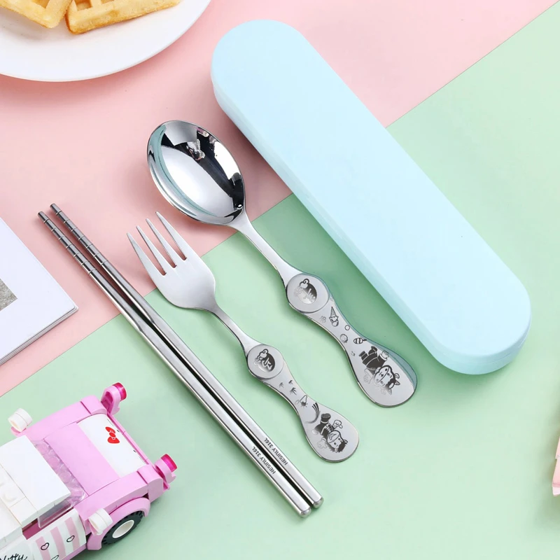合兴利316不锈钢筷子勺子套装食品级便携餐具生肖上班族学生专用