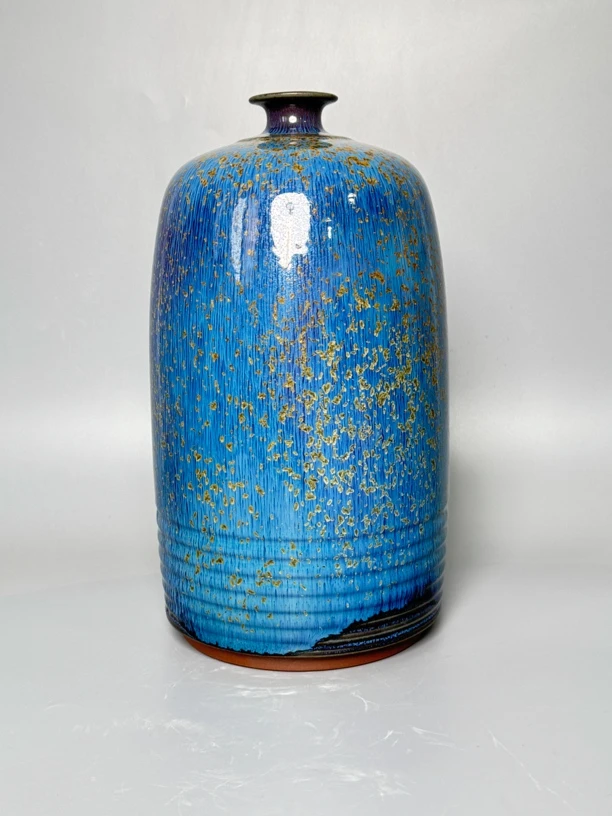 微瑕钧窑钧瓷花瓶摆件太白樽，纯手工作。高32*直径18