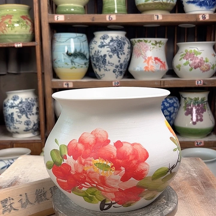 陶钱袋子牡丹款新款陶瓷陶瓷