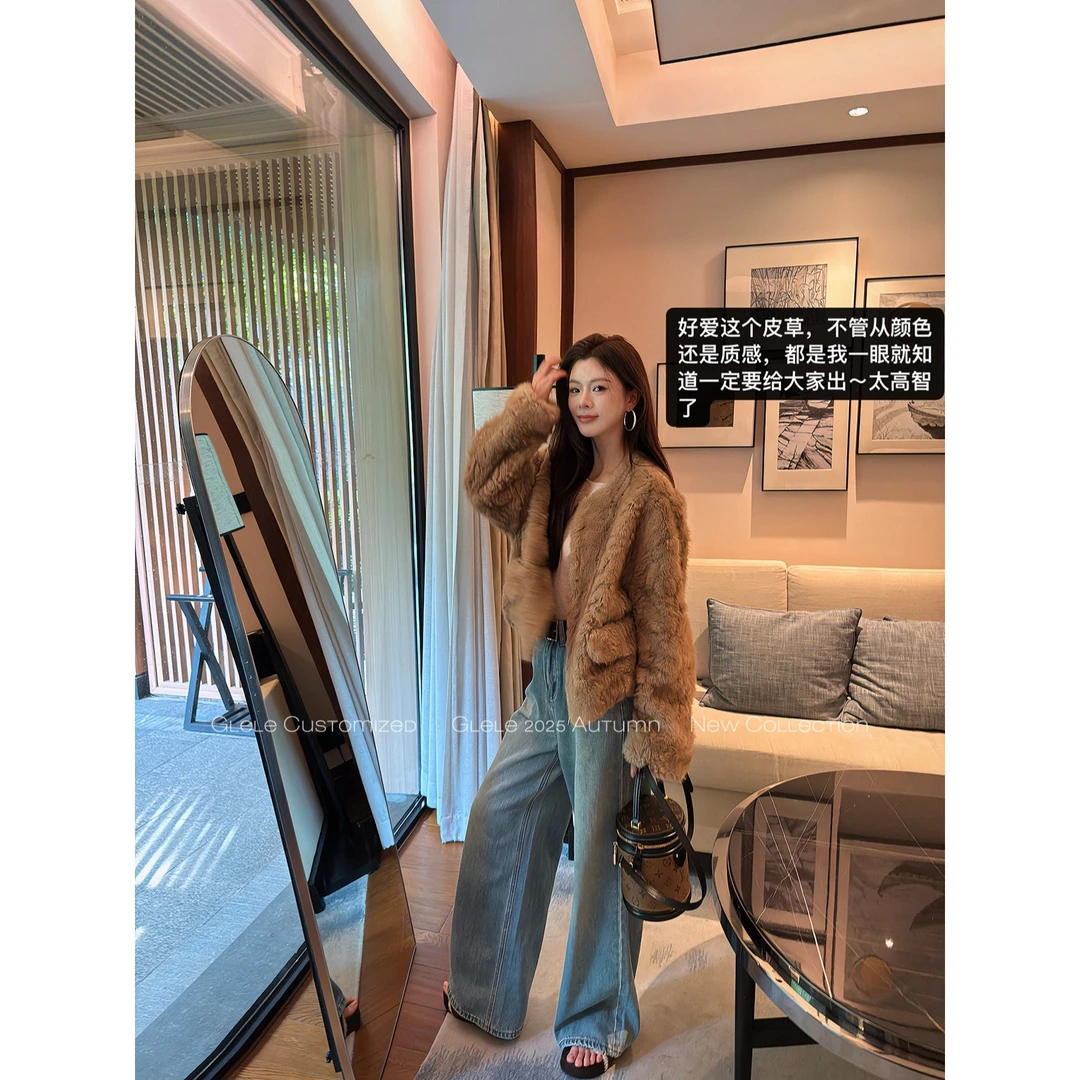 Glele私服「心头爱皮草」2025秋冬高级感自带氛围感毛毛短款外套