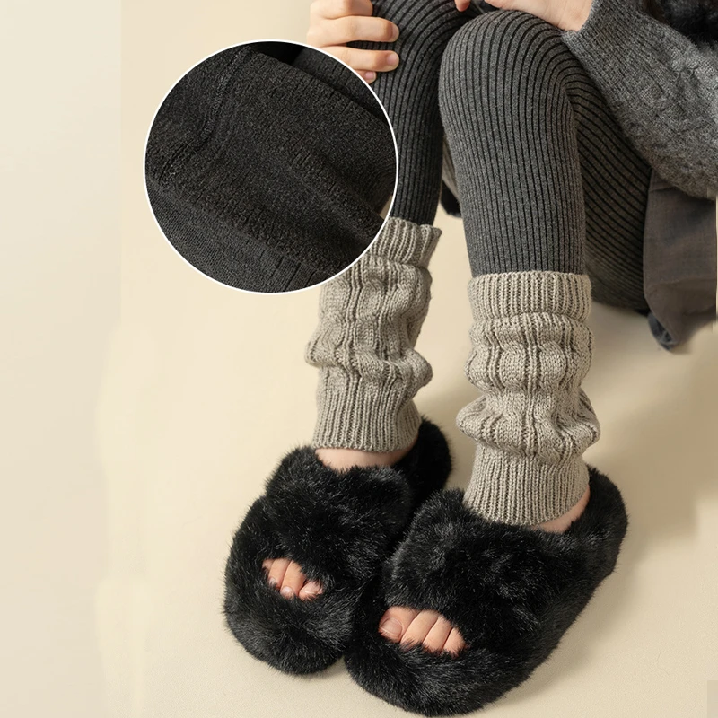 女童打底裤冬加厚拼接袜套针织简约毛线腿套堆堆袜加绒儿童连裤袜