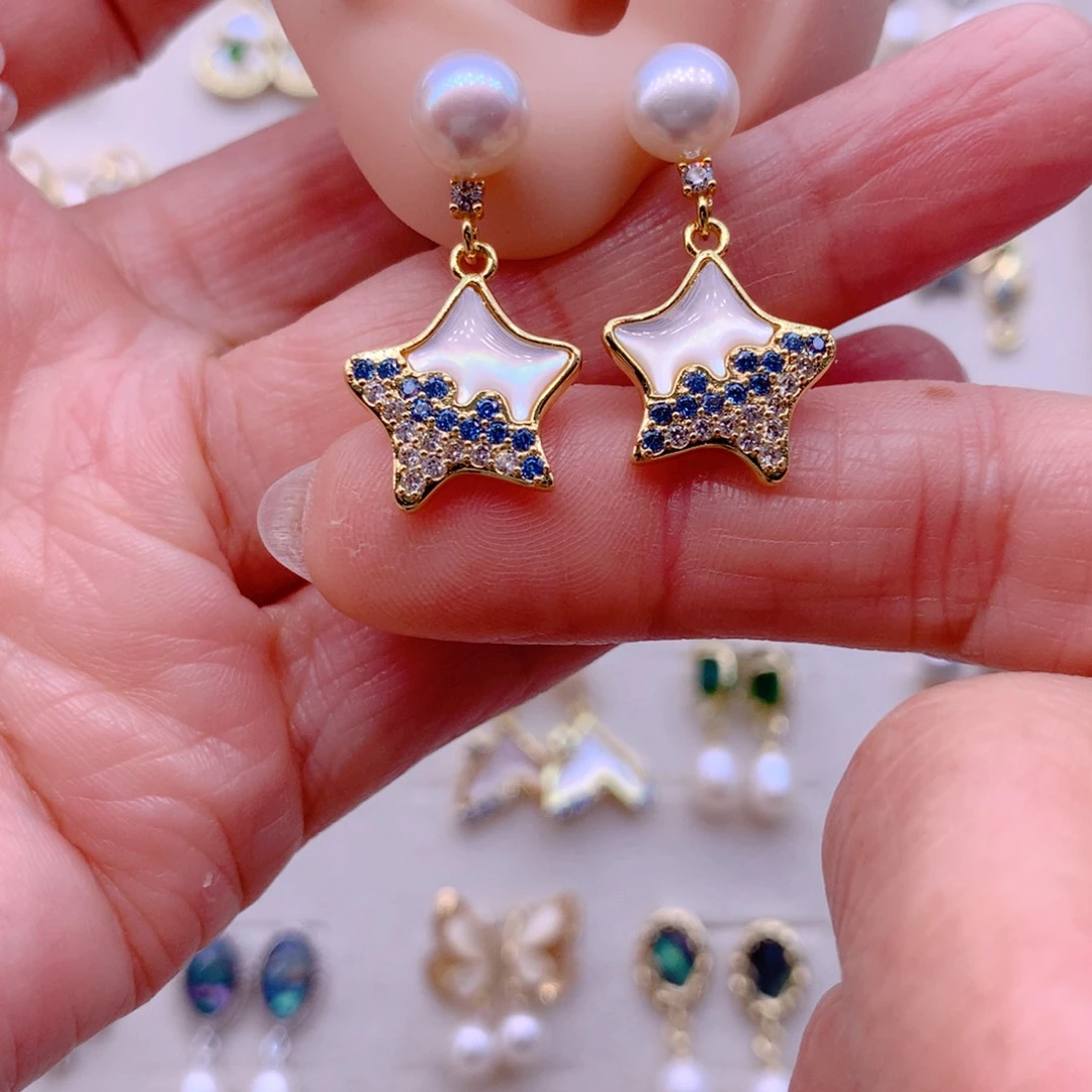 淡水珍珠耳饰合金