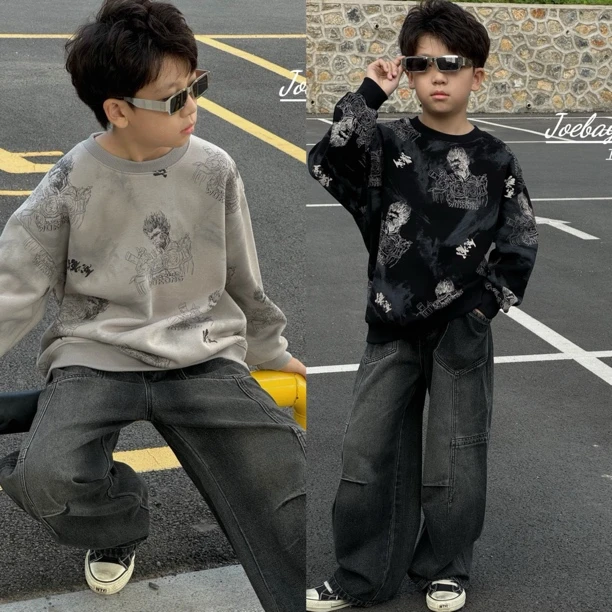 乔贝乐秋季时尚卡通卫衣69631 男童帅气痞帅潮牌上衣中大童男童酷
