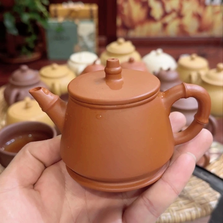 茶壶紫砂朱泥竹节高瓢170cc