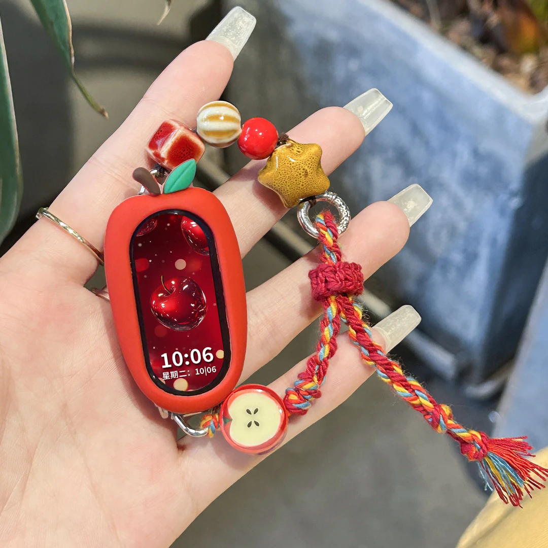 适用于小米手环10表带9/8爆款海螺红苹果串珠7/6/5/4/3NFC版腕带