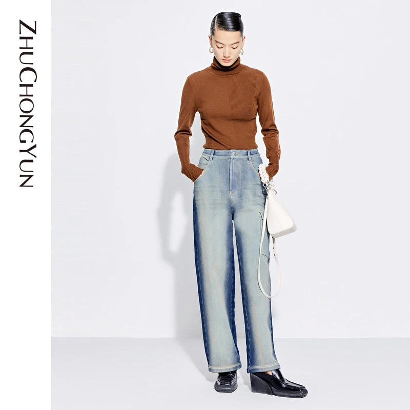 【艾钱钱精选】ZHUCHONGYUN纯羊毛修身针织高领毛衣