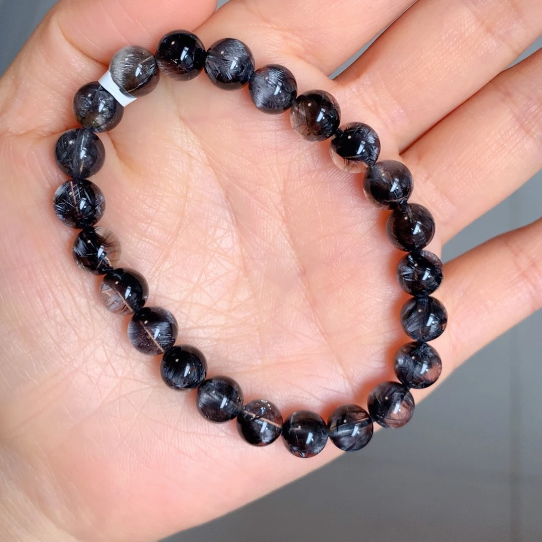 未镶嵌水晶手链黑银钛 8