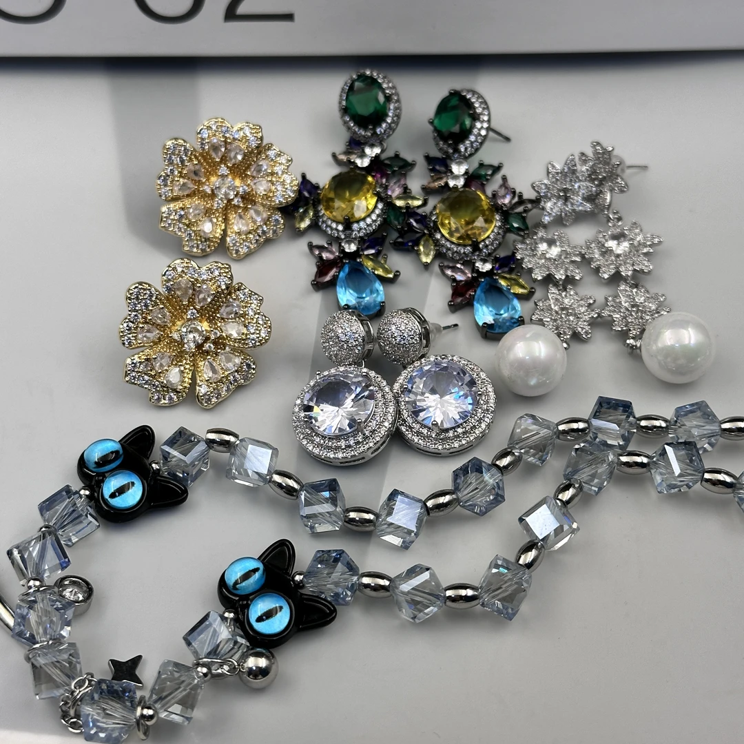 铜合金耳饰 【盘饰洞】直播间拍 重工拆拆耳环时尚小众！！