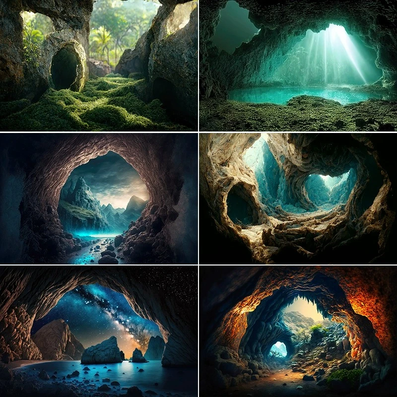 鱼缸贴纸背景3d立体高清图5D水族箱鱼缸洞穴造景装饰贴纸缸外正胶