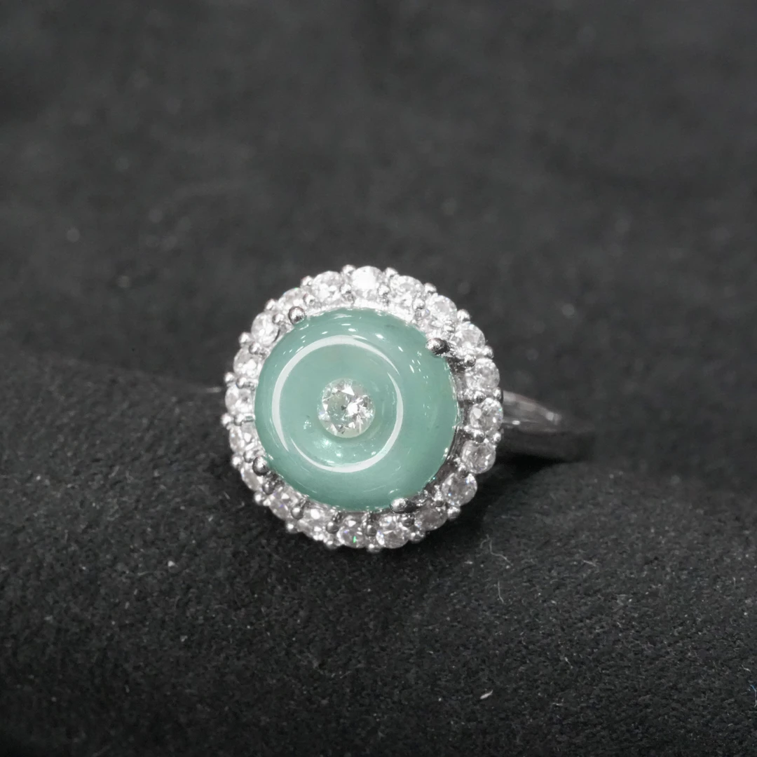 【翠玉翡翠】天然A货翡翠平安扣戒指(多样性发)开口戒气质时尚精美