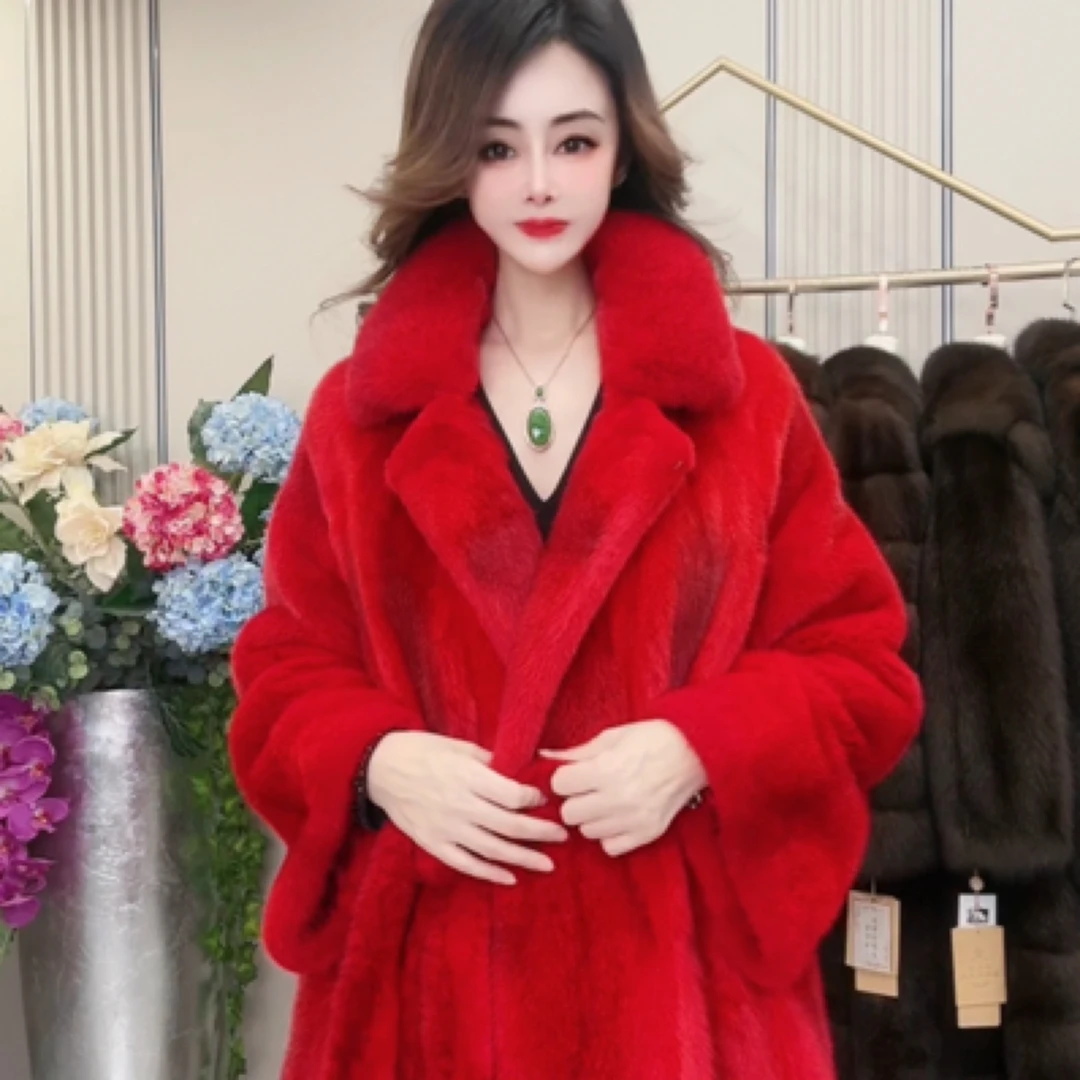 1158皇家贵夫人水貂新款冬季时尚腰带款皮草大衣外套M- 衣长115cm