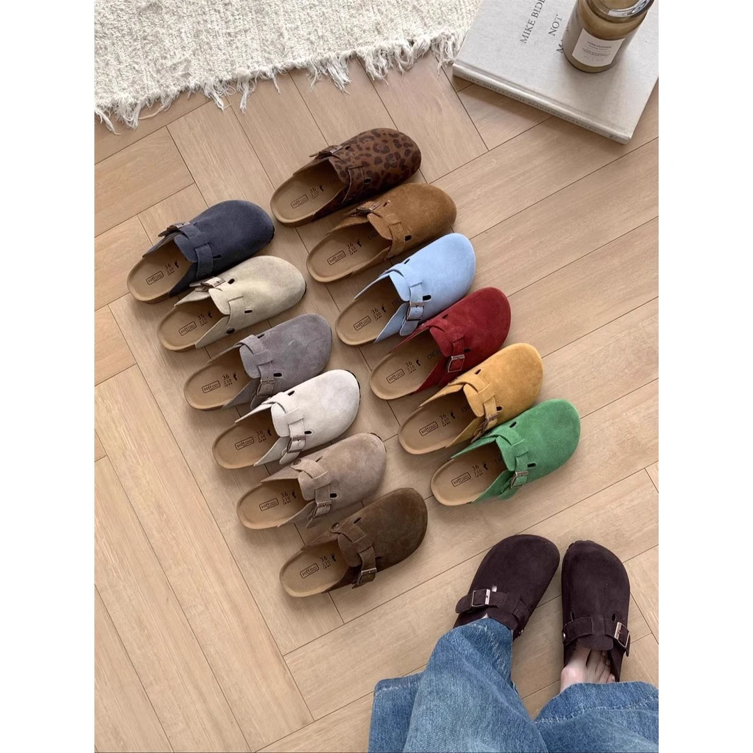 百丽官厚底勃肯凉拖女外穿夏季新款丑萌一脚蹬包头半拖鞋