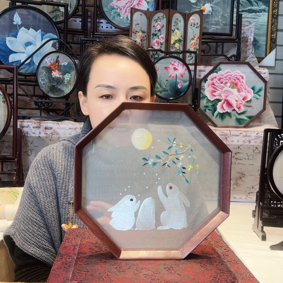 织绣苏绣摆台手工双面