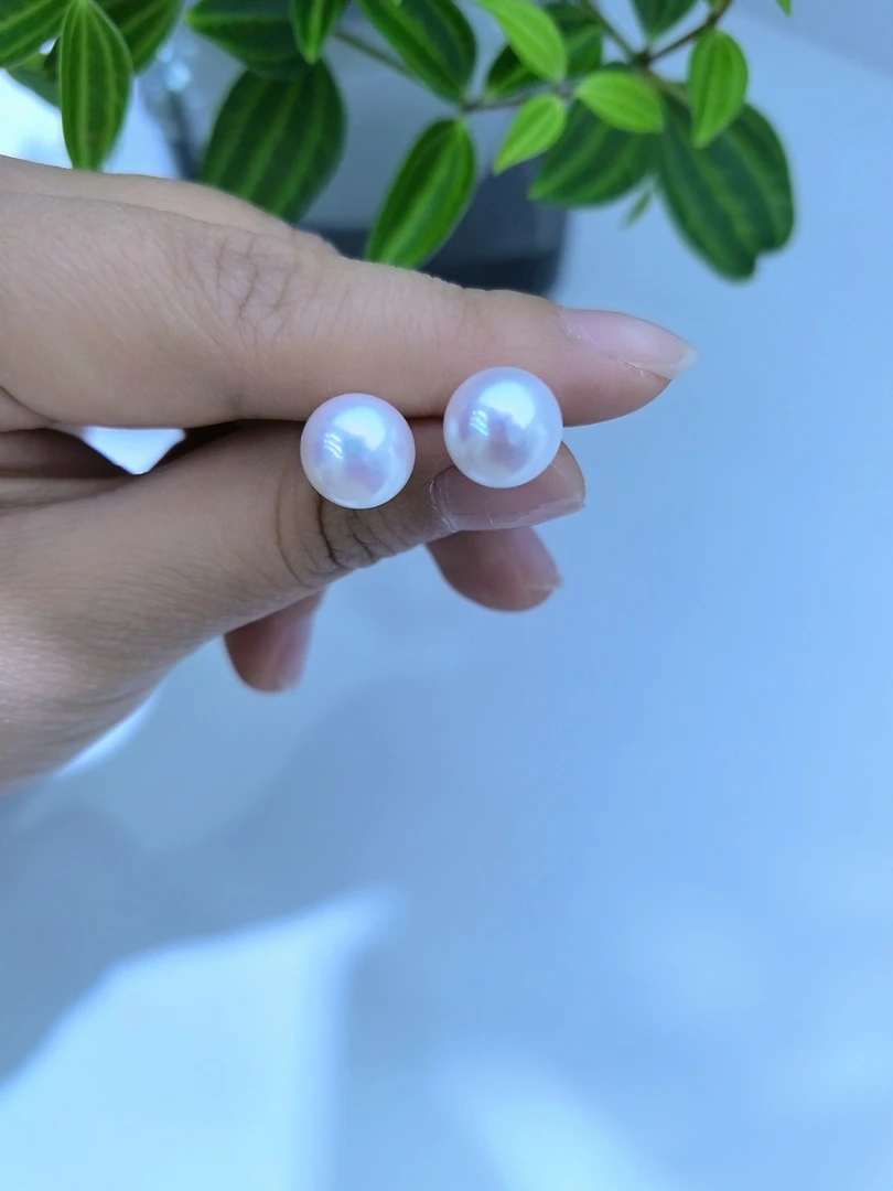 馒头珠10-11mm极光耳钉