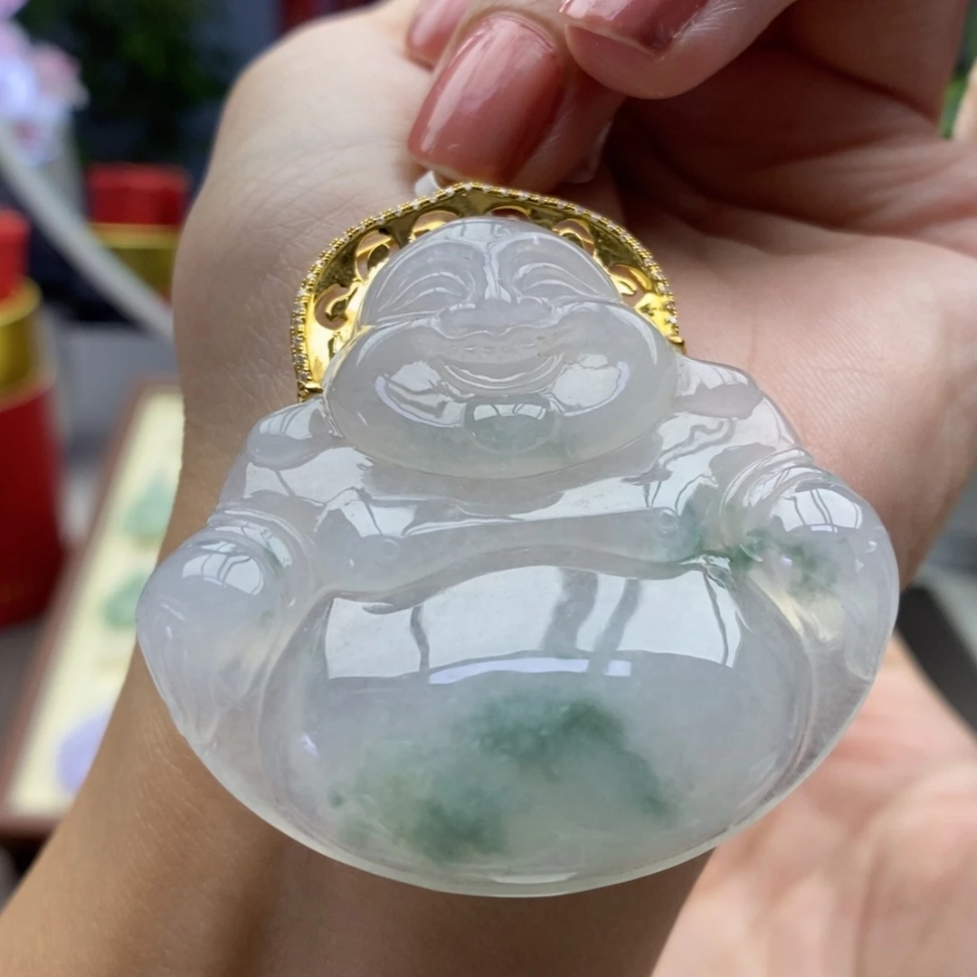 翡翠18K金镶嵌颈饰吊坠45
