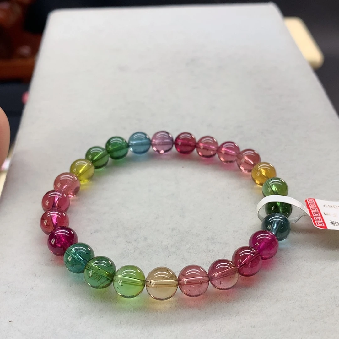 【闪购商品】未镶嵌手链碧玺艳丽色标单圈7.5
